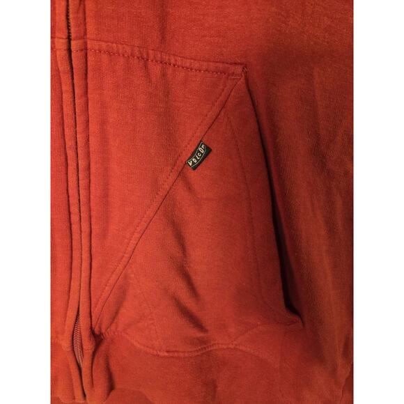 Vtg Volcom Hoodie Womens M Short Puff Sleeve Zip Up Stone Art Red Gray Surf - Picture 4 of 9